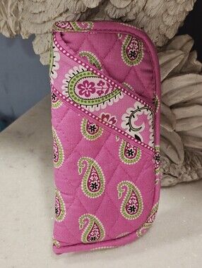 Vera Bradley Double Eyeglass Case Quilted Pink & Green Paisley Readers Holder